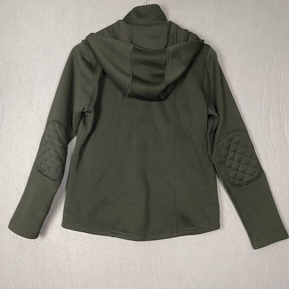 Eddie Bauer Jacket Womens Medium Green Fleece Lined Full Zip Hooded Outdoor Cozy - Picture 2 of 13